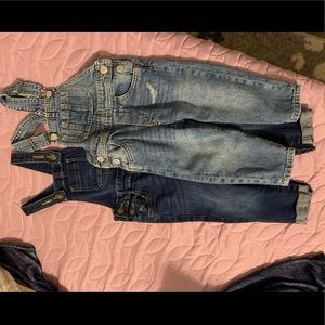2 pairs girls 2T jean overalls